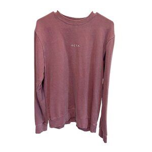 ACTA Faded Red Crewneck Pullover Sweatshirt Logo Athleisure Lounge - Size Small